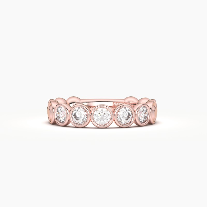 Round Bezel 5 Stone Wedding Band