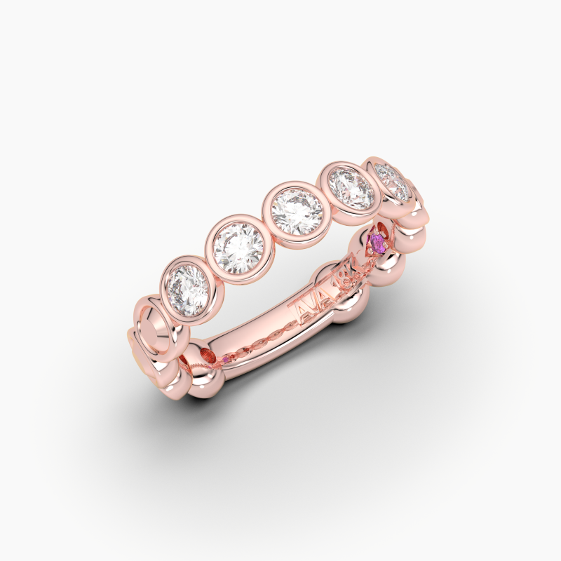 Round Bezel 5 Stone Wedding Band