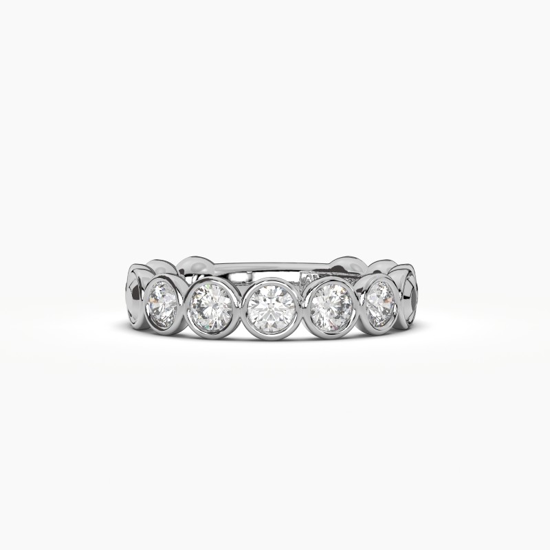 Round Bezel 5 Stone Wedding Band