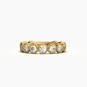 Round Bezel 5 Stone Wedding Band