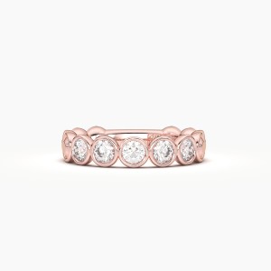 Round Bezel 5 Stone Wedding Band