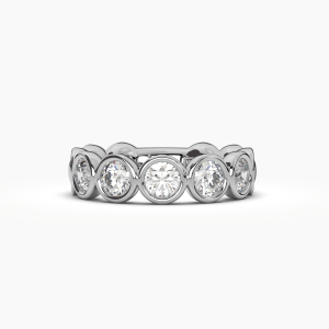 Round Bezel 5 Stone Wedding Band
