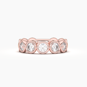Round Bezel 5 Stone Wedding Band