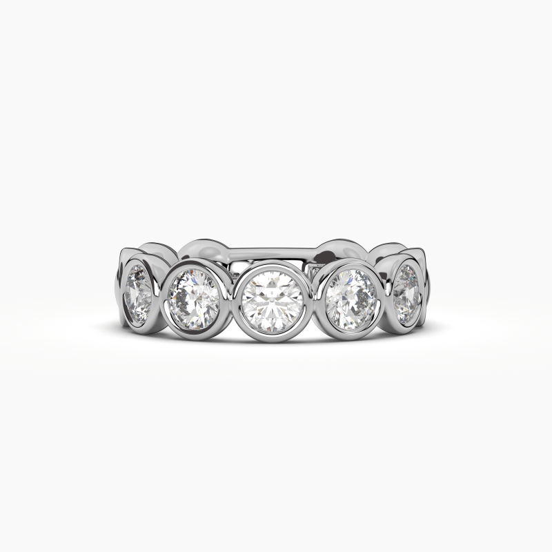 Round Bezel 5 Stone Wedding Band