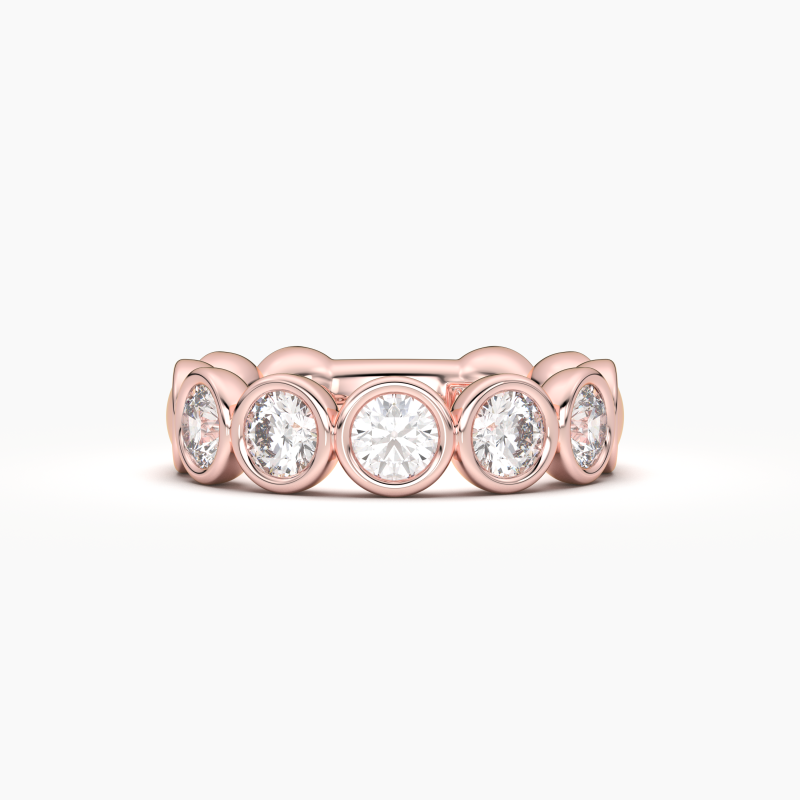 Round Bezel 5 Stone Wedding Band