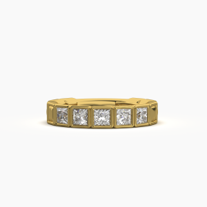 Princess Bezel 5 Stone Wedding Band