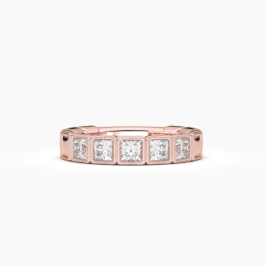 Princess Bezel 5 Stone Wedding Band
