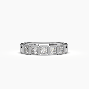 Princess Bezel 5 Stone Wedding Band