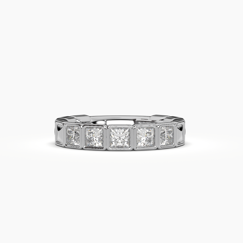 Princess Bezel 5 Stone Wedding Band