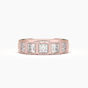 Princess Bezel 5 Stone Wedding Band