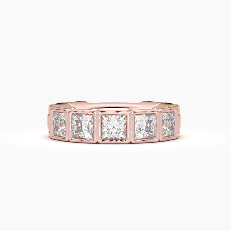 Princess Bezel 5 Stone Wedding Band
