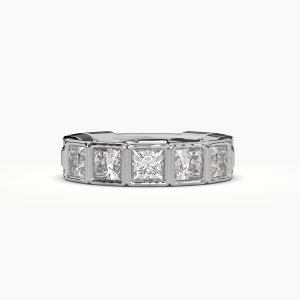 Princess Bezel 5 Stone Wedding Band