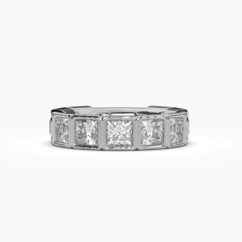 Princess Bezel 5 Stone Wedding Band