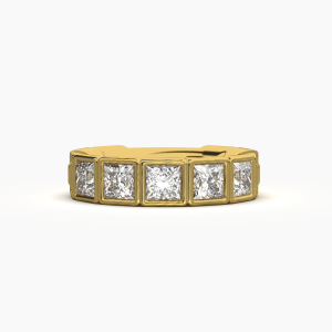 Princess Bezel 5 Stone Wedding Band