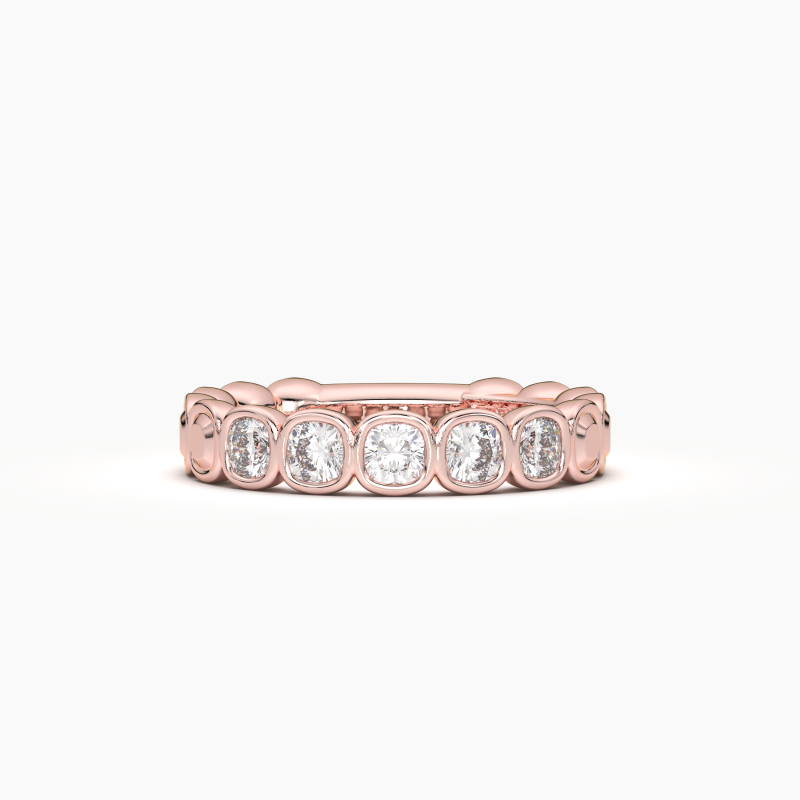Cushion Bezel 5 Stone Wedding Band