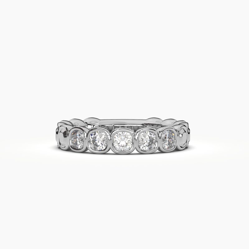 Cushion Bezel 5 Stone Wedding Band
