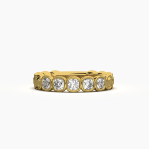 Cushion Bezel 5 Stone Wedding Band