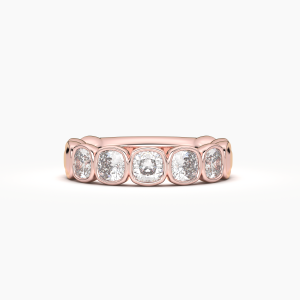 Cushion Bezel 5 Stone Wedding Band