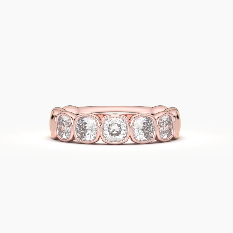 Cushion Bezel 5 Stone Wedding Band