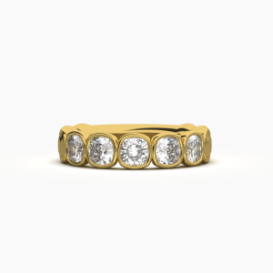 Cushion Bezel 5 Stone Wedding Band