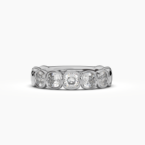 Cushion Bezel 5 Stone Wedding Band