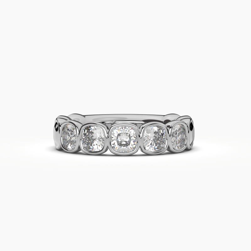 Cushion Bezel 5 Stone Wedding Band