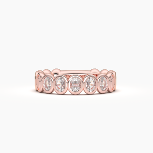 Oval Bezel 5 Stone Wedding Band