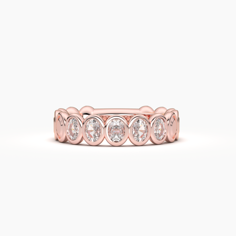 Oval Bezel 5 Stone Wedding Band