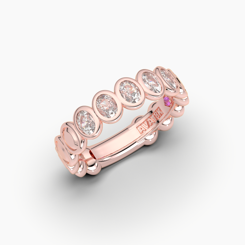 Oval Bezel 5 Stone Wedding Band