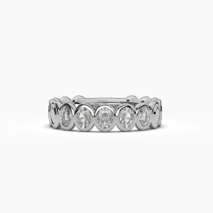 Oval Bezel 5 Stone Wedding Band