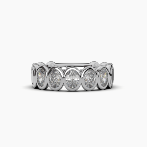 Oval Bezel 5 Stone Wedding Band