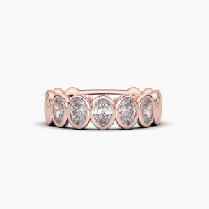 Oval Bezel 5 Stone Wedding Band