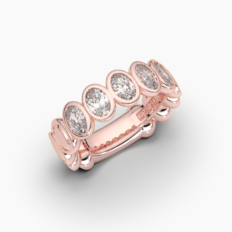 Oval Bezel 5 Stone Wedding Band