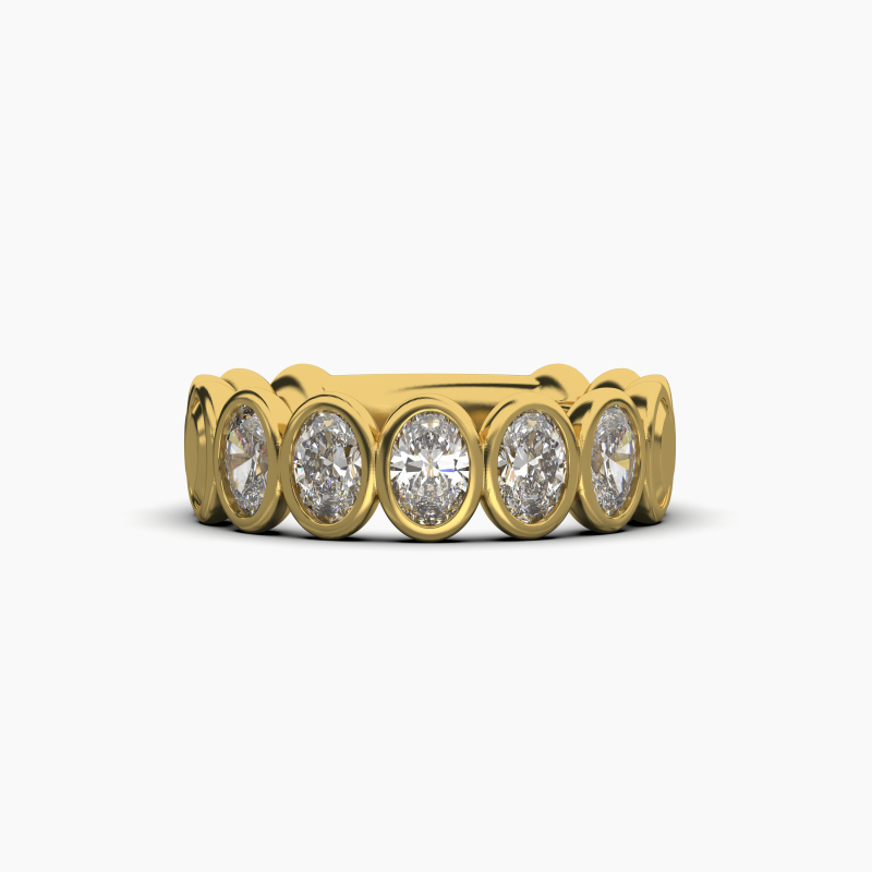 Oval Bezel 5 Stone Wedding Band
