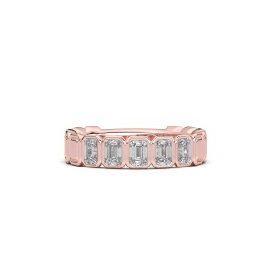 Emerald Bezel 5 Stone Wedding Band