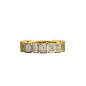 Emerald Bezel 5 Stone Wedding Band