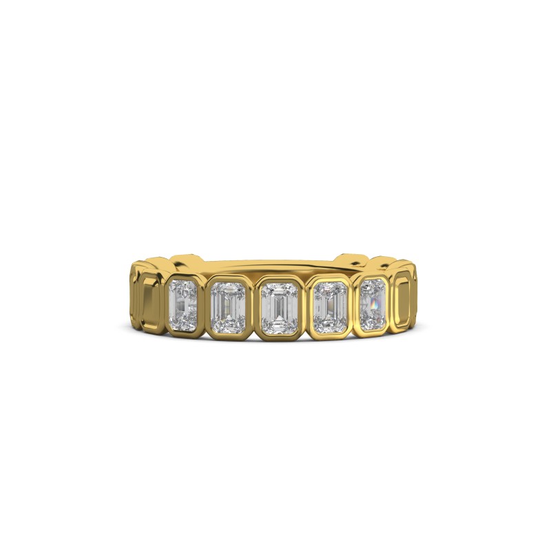 Emerald Bezel 5 Stone Wedding Band