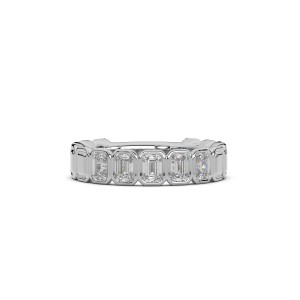 Emerald Bezel 5 Stone Wedding Band