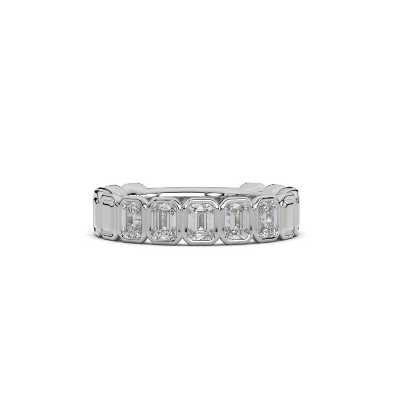 Emerald Bezel 5 Stone Wedding Band