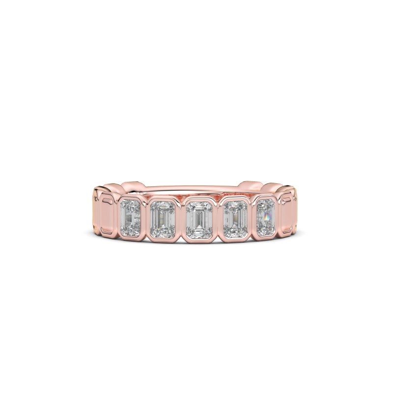 Emerald Bezel 5 Stone Wedding Band