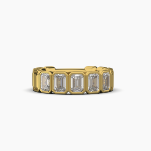 Emerald Bezel 5 Stone Wedding Band