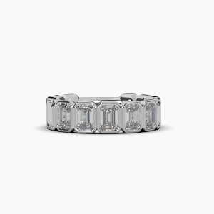 Emerald Bezel 5 Stone Wedding Band