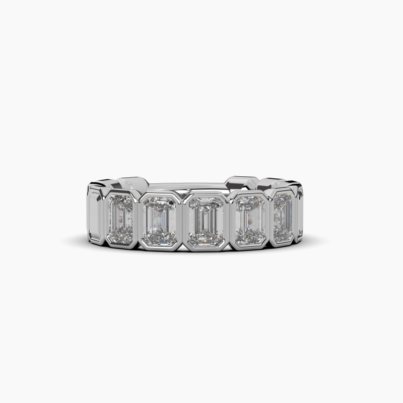 Emerald Bezel 5 Stone Wedding Band