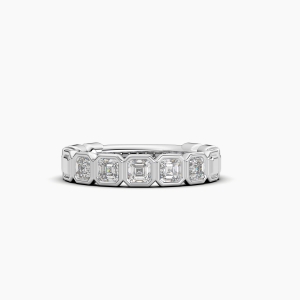 Asscher Bezel 5 Stone Wedding Band