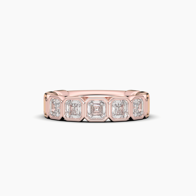 Asscher Bezel 5 Stone Wedding Band