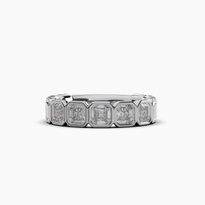 Asscher Bezel 5 Stone Wedding Band
