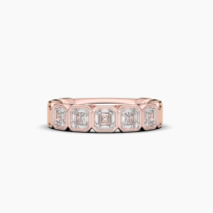 Asscher Bezel 5 Stone Wedding Band