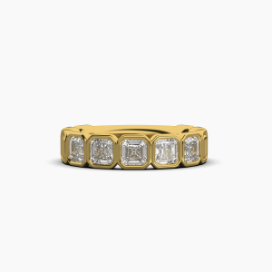 Asscher Bezel 5 Stone Wedding Band