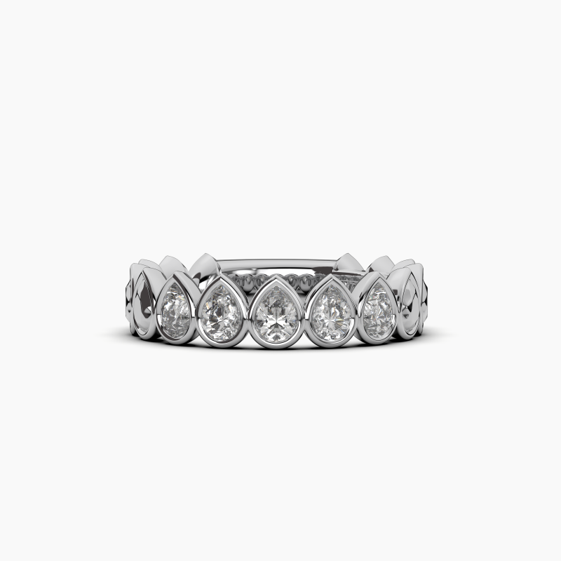Pear Bezel 5 Stone Wedding Band