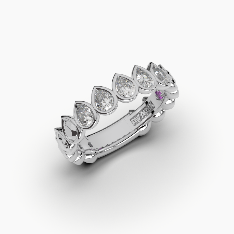 Pear Bezel 5 Stone Wedding Band